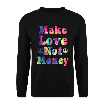 Hippie Geschenk Acidhead Flowerpower Hippi Hippy - Unisex Pullover - Schwarz - Vorne - Alina (178cm) & Michal (187cm)