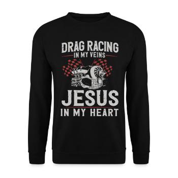 Drag Racing Race Car Drag Racing - Unisex Sweatshirt - black - Front - Alina (178cm) & Michal (187cm)