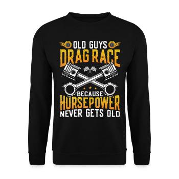 Drag Racing Race Car Old Guys Drag - Unisex Pullover - Schwarz - Vorne - Alina (178cm) & Michal (187cm)