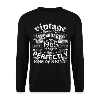 Février 1965 | anniversaire 1965 Vintage Février - Sweat-shirt Unisexe - noir - Devant - Alina (178cm) & Michal (187cm)