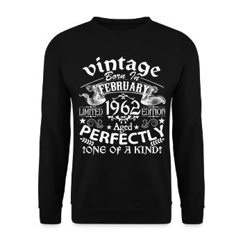 Februar 1962 | Geburtstag 1962 Jahrgang Februar - Unisex Pullover - Schwarz - Vorne - Alina (178cm) & Michal (187cm)