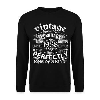 Février 1958 | anniversaire 1958 Vintage Février - Sweat-shirt Unisexe - noir - Devant - Alina (178cm) & Michal (187cm)