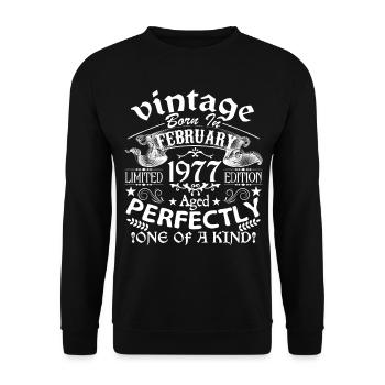 Février 1977 | anniversaire 1977 Vintage Février - Sweat-shirt Unisexe - noir - Devant - Alina (178cm) & Michal (187cm)