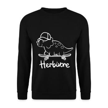 Dinosaures herbivores avec casquette de baseball sur planche à roulettes - Sweat-shirt Unisexe - noir - Devant - Alina (178cm) & Michal (187cm)