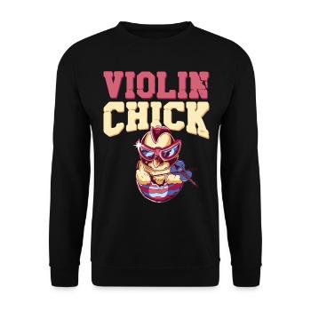 Violon Violoniste Fille Poulet - Sweat-shirt Unisexe - noir - Devant - Alina (178cm) & Michal (187cm)