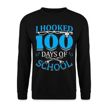 I hooked 100 days of school Fischer fish hook - Unisex Sweatshirt - black - Front - Alina (178cm) & Michal (187cm)