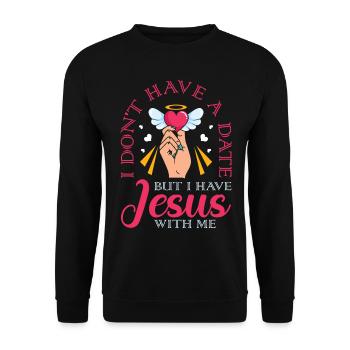 Ich Habe Kein Datum, Aber Ich Habe Jesus - Unisex Pullover - Schwarz - Vorne - Alina (178cm) & Michal (187cm)
