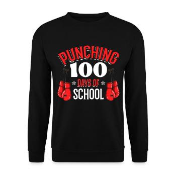 Poinçonner 100 jours de gants de boxe de sport scolaire - Sweat-shirt Unisexe - noir - Devant - Alina (178cm) & Michal (187cm)