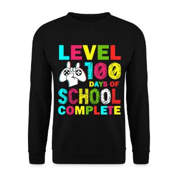 Level 100 Tage Der Schule Komplett Kid Gamer - Unisex Pullover - Schwarz - Vorne - Alina (178cm) & Michal (187cm)