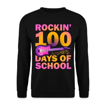 Rockin 100 Tage Der Schule Gitarrist Musiker - Unisex Pullover - Schwarz - Vorne - Alina (178cm) & Michal (187cm)