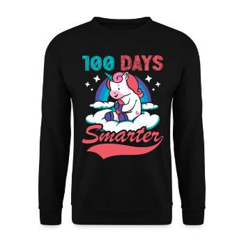 100 Tage Schlauer 100. Tag Schule Fantasy Einhorn - Unisex Pullover - Schwarz - Vorne - Alina (178cm) & Michal (187cm)