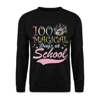 100 Magische Tage In Der Schule Fantasy Fairytale - Unisex Pullover - Schwarz - Vorne - Alina (178cm) & Michal (187cm)