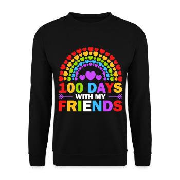 100 jours avec mes amis Jour 100 - Sweat-shirt Unisexe - noir - Devant - Alina (178cm) & Michal (187cm)
