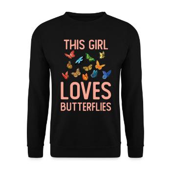 Butterfly girl loves butterflies - Unisex Sweatshirt - black - Front - Alina (178cm) & Michal (187cm)