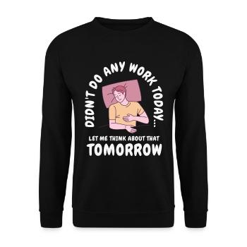 Prokrastinator Arbeit Schlafen Line Art Zeichnung - Unisex Pullover - Schwarz - Vorne - Alina (178cm) & Michal (187cm)