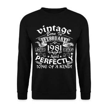 February 1981| birthday 1981 Vintage February - Unisex Sweatshirt - black - Front - Alina (178cm) & Michal (187cm)