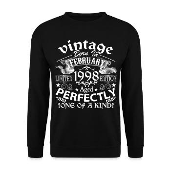 Février 1998 | anniversaire 1998 Vintage Février - Sweat-shirt Unisexe - noir - Devant - Alina (178cm) & Michal (187cm)