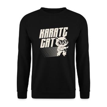 Karate Cat Lover Karate Coach Kampfkünstler - Unisex Pullover - Schwarz - Vorne - Alina (178cm) & Michal (187cm)