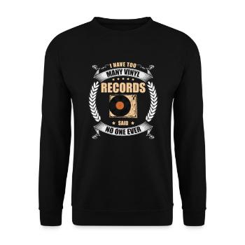 Schallplatte Audiophiler Musikliebhaber - Unisex Pullover - Schwarz - Vorne - Alina (178cm) & Michal (187cm)