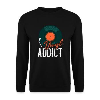 Vinyl Addict Audiophiler Musikliebhaber - Unisex Pullover - Schwarz - Vorne - Alina (178cm) & Michal (187cm)