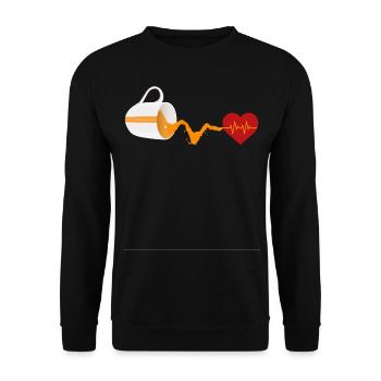 Tasse de battement de cœur de café renversée - Sweat-shirt Unisexe - noir - Devant - Alina (178cm) & Michal (187cm)