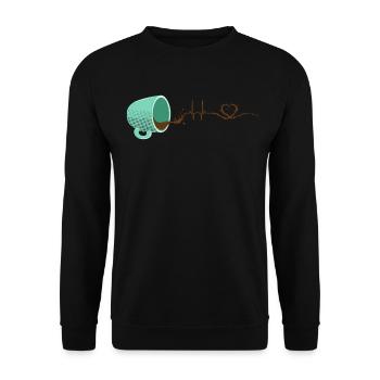 Heartbeat Coffee ECG - Unisex Sweatshirt - black - Front - Alina (178cm) & Michal (187cm)