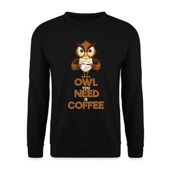 OWL you NEED is COFFEE - Unisex Sweatshirt - black - Front - Alina (178cm) & Michal (187cm)