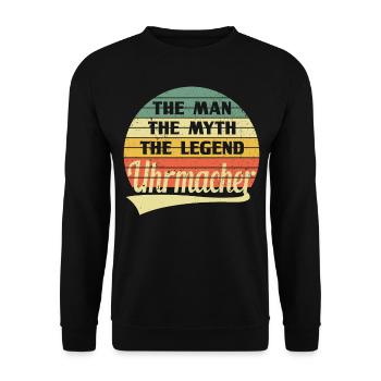 Uhrmacher Retro Vintage Man Myth Legend - Unisex Pullover - Schwarz - Vorne - Alina (178cm) & Michal (187cm)