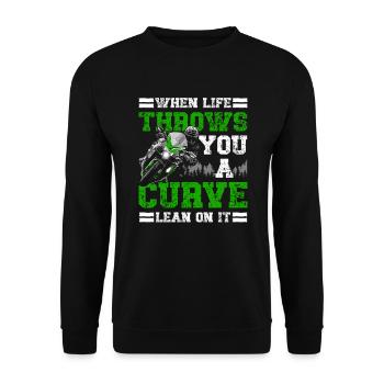 Quand la vie vous jette une courbe, penchez-vous - Sweat-shirt Unisexe - noir - Devant - Alina (178cm) & Michal (187cm)