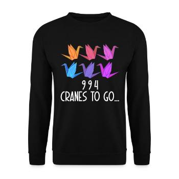 Origami Paper Crane Wishing Japanese Paper - Unisex Sweatshirt - black - Front - Alina (178cm) & Michal (187cm)