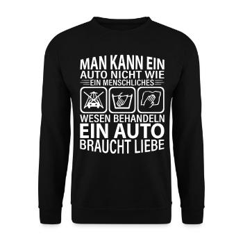 Man kann ein Auto nicht wie ein menschliches Wesen - Unisex Pullover - Schwarz - Vorne - Alina (178cm) & Michal (187cm)