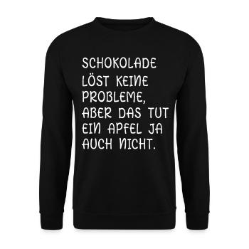 Schokolade Löst Keine Probleme Aber Das Tut Ein - Unisex Pullover - Schwarz - Vorne - Alina (178cm) & Michal (187cm)