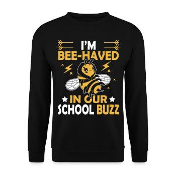 Ich Bin Bienenfleißig In Unserer Schule Buzz 100 - Unisex Pullover - Schwarz - Vorne - Alina (178cm) & Michal (187cm)