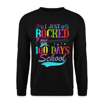 I Just Rocked 100 Tage Schule Gitarrist Gitarre - Unisex Pullover - Schwarz - Vorne - Alina (178cm) & Michal (187cm)