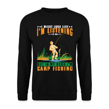 Carp Fishing - Karpfen - Angler Tshirt - Unisex Pullover - Schwarz - Vorne - Alina (178cm) & Michal (187cm)