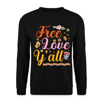 Free Love Y'all Valentinstag Feier Für Paare - Unisex Pullover - Schwarz - Vorne - Alina (178cm) & Michal (187cm)