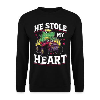 Il a volé mon camion de dinosaure de cœur - Sweat-shirt Unisexe - noir - Devant - Alina (178cm) & Michal (187cm)