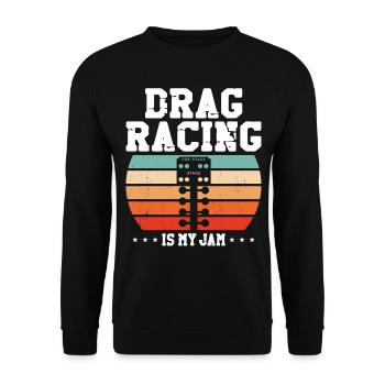 Drag Racing Race Car Girl Retro - Unisex Pullover - Schwarz - Vorne - Alina (178cm) & Michal (187cm)