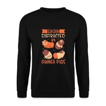 Facilement distrait par les cochons d’Inde - Sweat-shirt Unisexe - noir - Devant - Alina (178cm) & Michal (187cm)