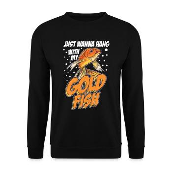 Hang With My Goldfish Carp Japan Aquarium Gold - Unisex Pullover - Schwarz - Vorne - Alina (178cm) & Michal (187cm)