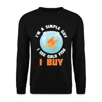 Simple Guy See Goldfish I Buy Carp Japan Aquarium - Unisex Pullover - Schwarz - Vorne - Alina (178cm) & Michal (187cm)