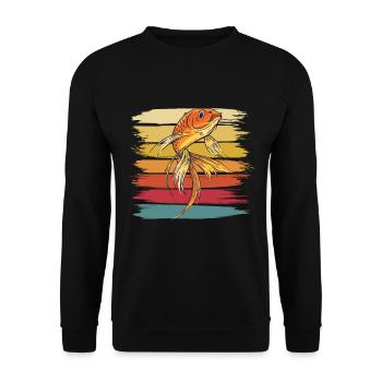 Vintage Goldfisch Karpfen Japan Aquarium Goldfisch - Unisex Pullover - Schwarz - Vorne - Alina (178cm) & Michal (187cm)
