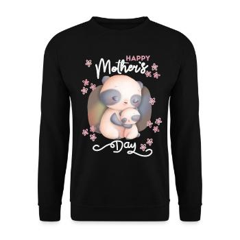 Muttertag Mama-Mami Mutter Mutti lustiger Pandabär - Unisex Pullover - Schwarz - Vorne - Alina (178cm) & Michal (187cm)