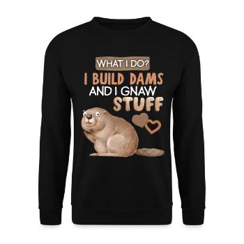 Funny Beaver, Beaver Saying, Pun, Pun - Unisex Sweatshirt - black - Front - Alina (178cm) & Michal (187cm)