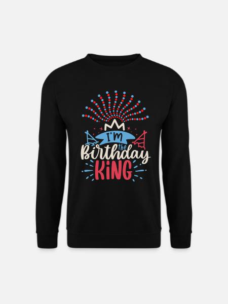 Geburtstag, buntes-Feuerwerk, Spruch Birthday-King - Unisex Pullover - Schwarz