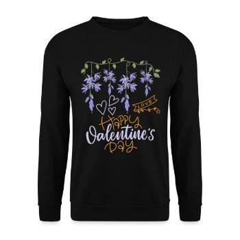 Valentine's Day Wisteria Saying Happy-Valentine's-Day - Unisex Sweatshirt - black - Front - Alina (178cm) & Michal (187cm)