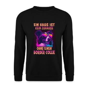 Hunde Spruch Border Collie Design - Unisex Pullover - Schwarz - Vorne - Alina (178cm) & Michal (187cm)
