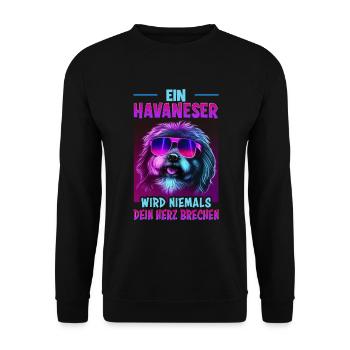 Hunde Spruch Havaneser Design für Hundeliebhaber - Unisex Pullover - Schwarz - Vorne - Alina (178cm) & Michal (187cm)