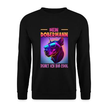 Hunde Spruch Doberman Design für Hundeliebhaber - Unisex Pullover - Schwarz - Vorne - Alina (178cm) & Michal (187cm)