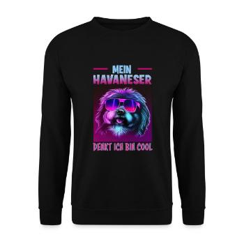 Hunde Spruch Havaneser Design für Hundeliebhaber - Unisex Pullover - Schwarz - Vorne - Alina (178cm) & Michal (187cm)